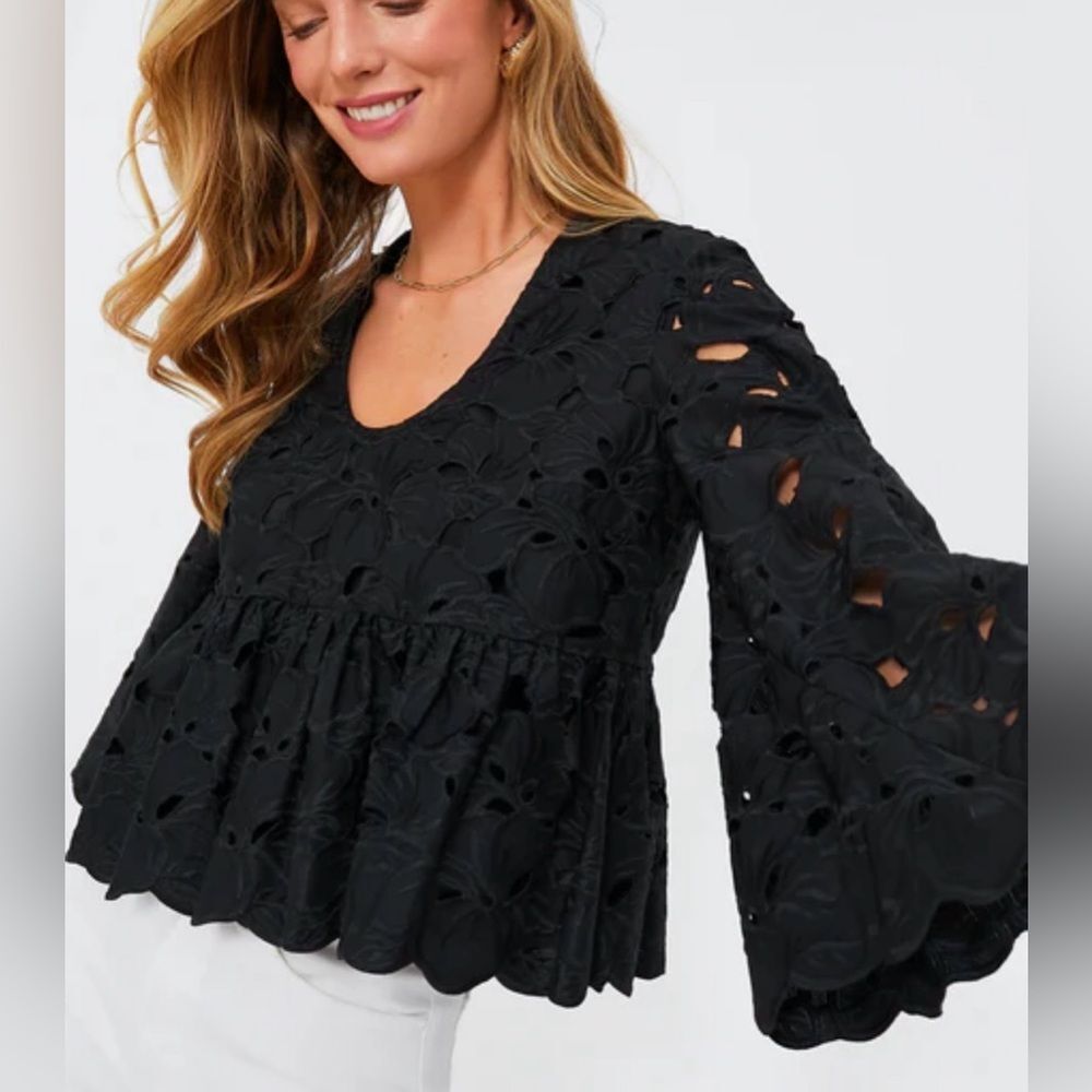 Tuckernuck Black Lace Sylvie Top Size Large